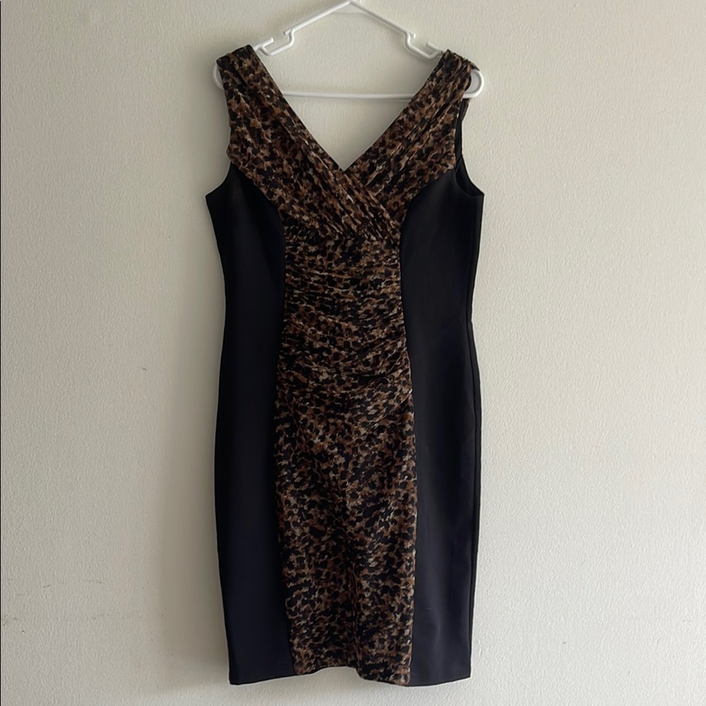 London Style Elegant Leopard Print Dress Size 10